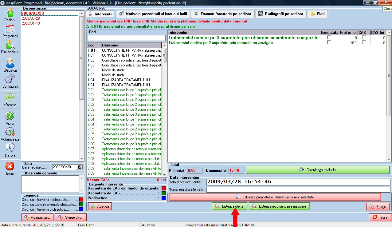 Listare oferta pentru un pacient diagnosticat Listare oferta pentru un pacient diagnosticat